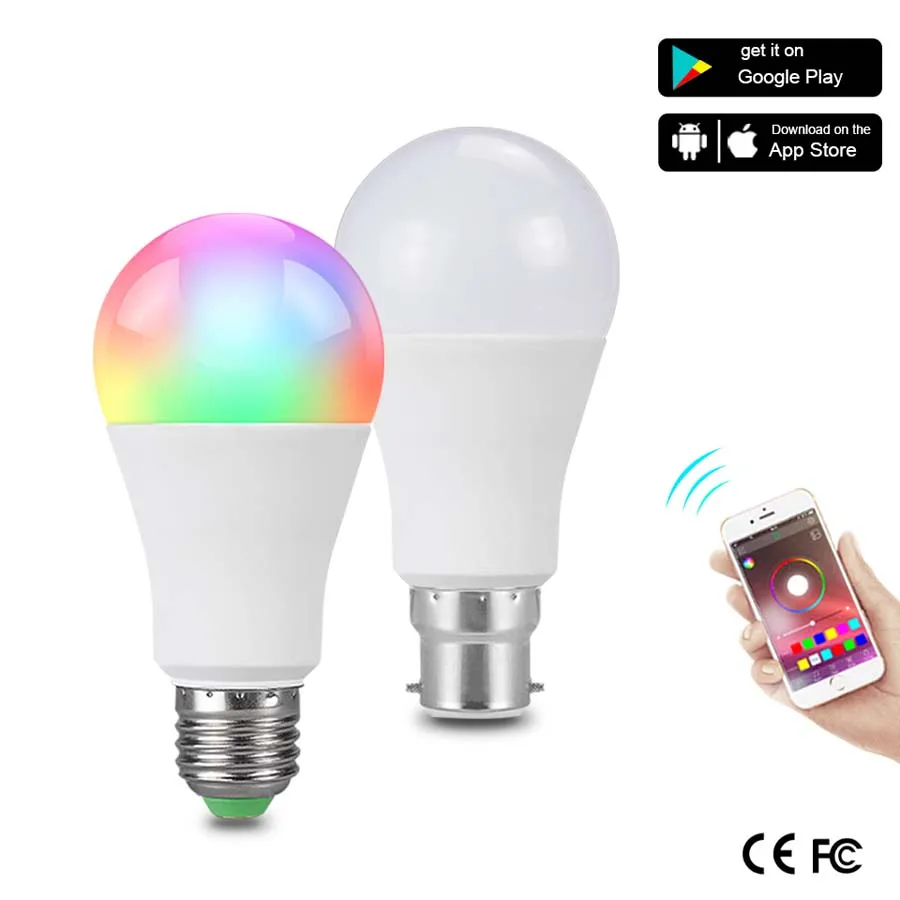 15 Вт 20 Ampoule LED Smart Night Lights 85 265 в B22 E27 Беспроводная Bluetooth лампа управляемая