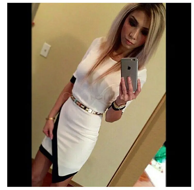 

Fashion Women Bandage Bodycon Half Sleeve Evening Sexy Party Round Neck Short Mini Dress