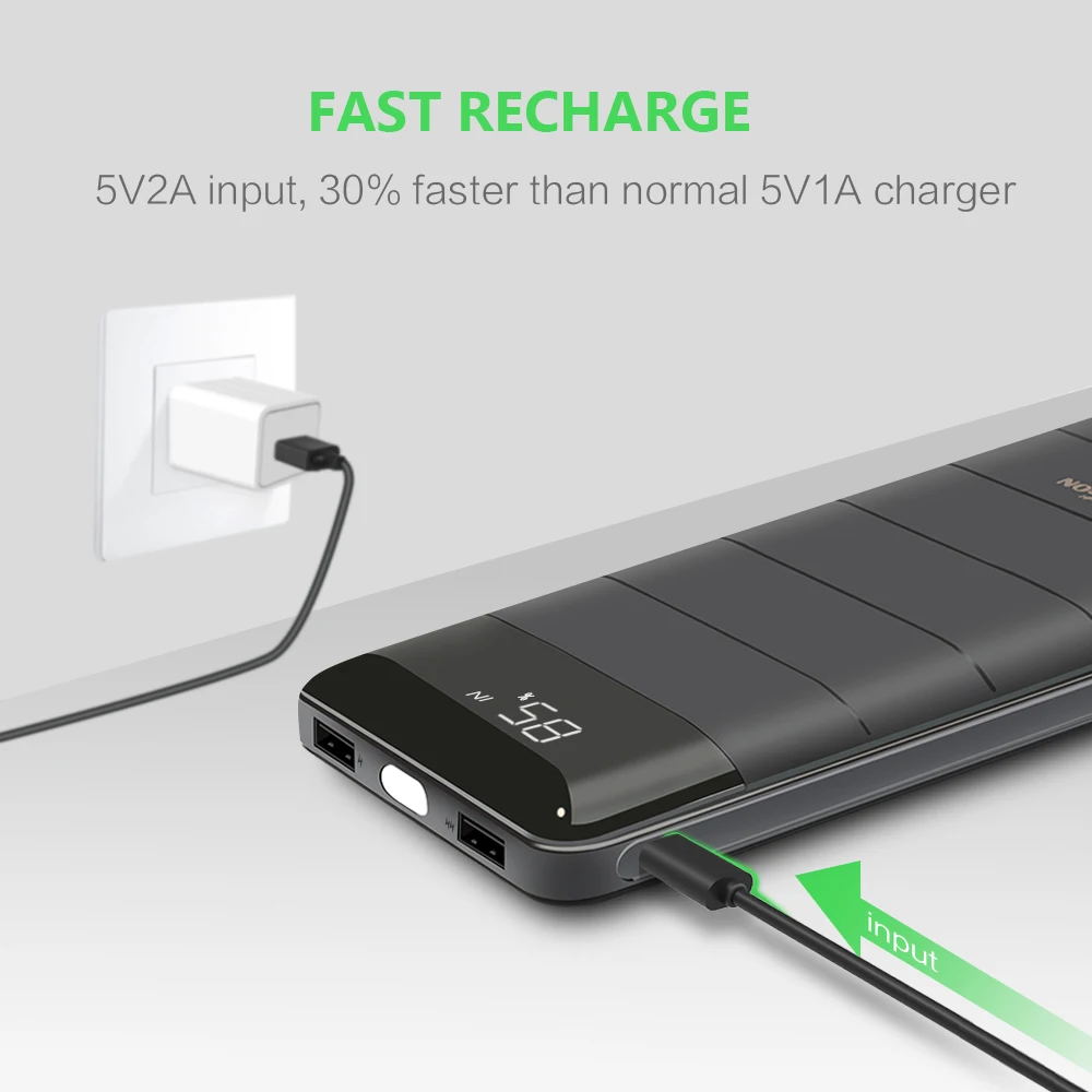Внешний аккумулятор для телефона с ЖК-дисплеем и двумя usb-портами 15600 мАч зарядное