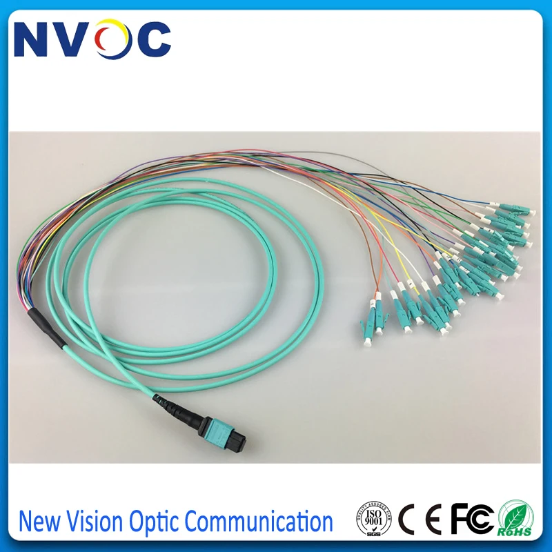 Волоконно оптический кабель MPO (мама) LC/UPC OM4 12 жил для модуля QSFP + SR 0 9 мм цветов LSZH