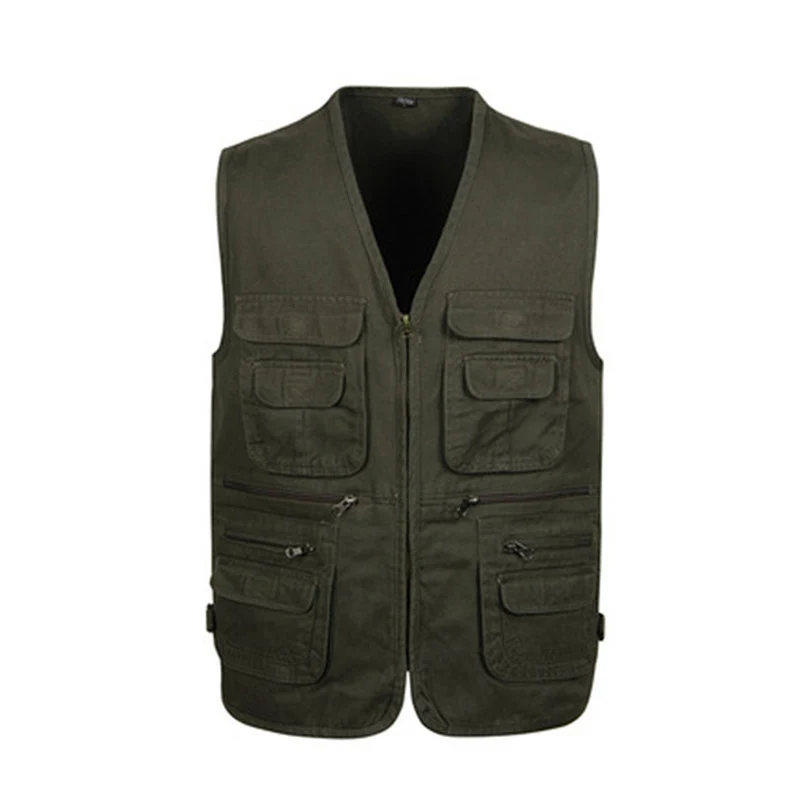 

Men's Vest Multi-pocket Multi-color Zip Closure Photographer's Vest L-5XL Red/Black/Army Green/Khaki/Light Army Green/yellow