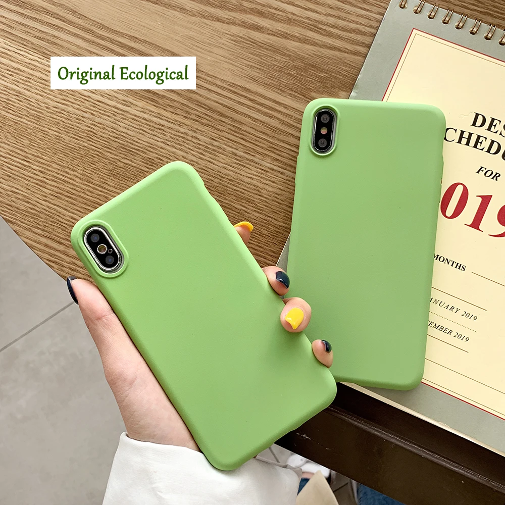 Матовый Силиконовый мягкий чехол для iPhone X XR XS Max оригинальный эко зеленый