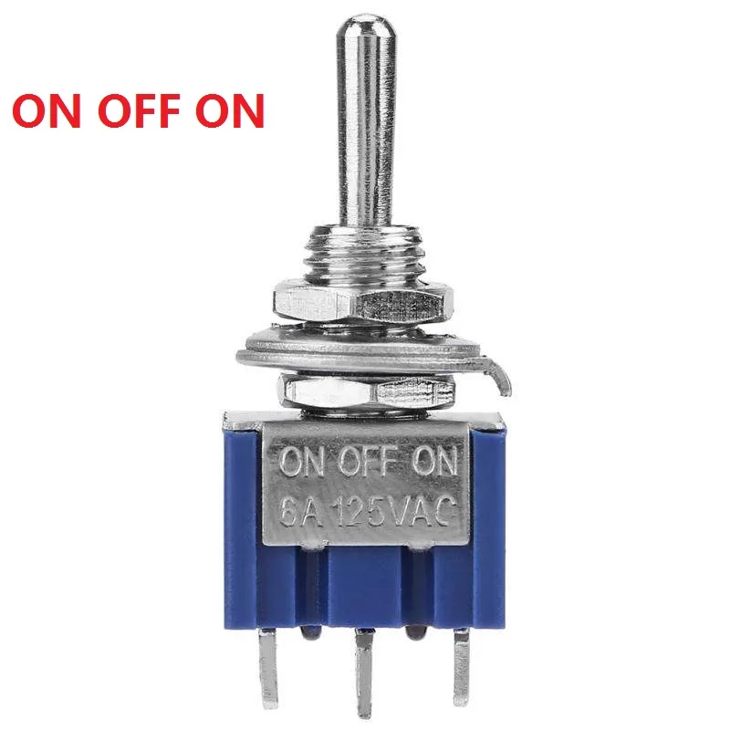 ON OFF ON 10 шт. DIY тумблер ВКЛ-ВЫКЛ-ВКЛ/ВКЛ-ВЫКЛ 3Pin 3 положения защелкивая MTS-103 mts-102 AC 125 V/6A 250 V/3A кнопка включения автомобиля - Цвет: ON OFF ON