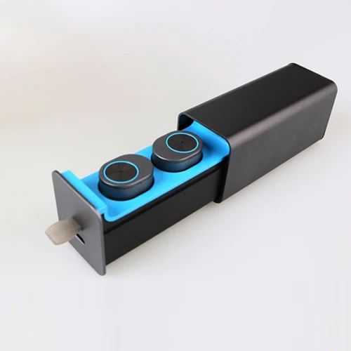 Blue Мини Беспроводной наушники TWS Bluetooth наушники V4.1 гарнитура с переносной заряжающий чехол+ зарядка через usb кабель - Цвет: Blue