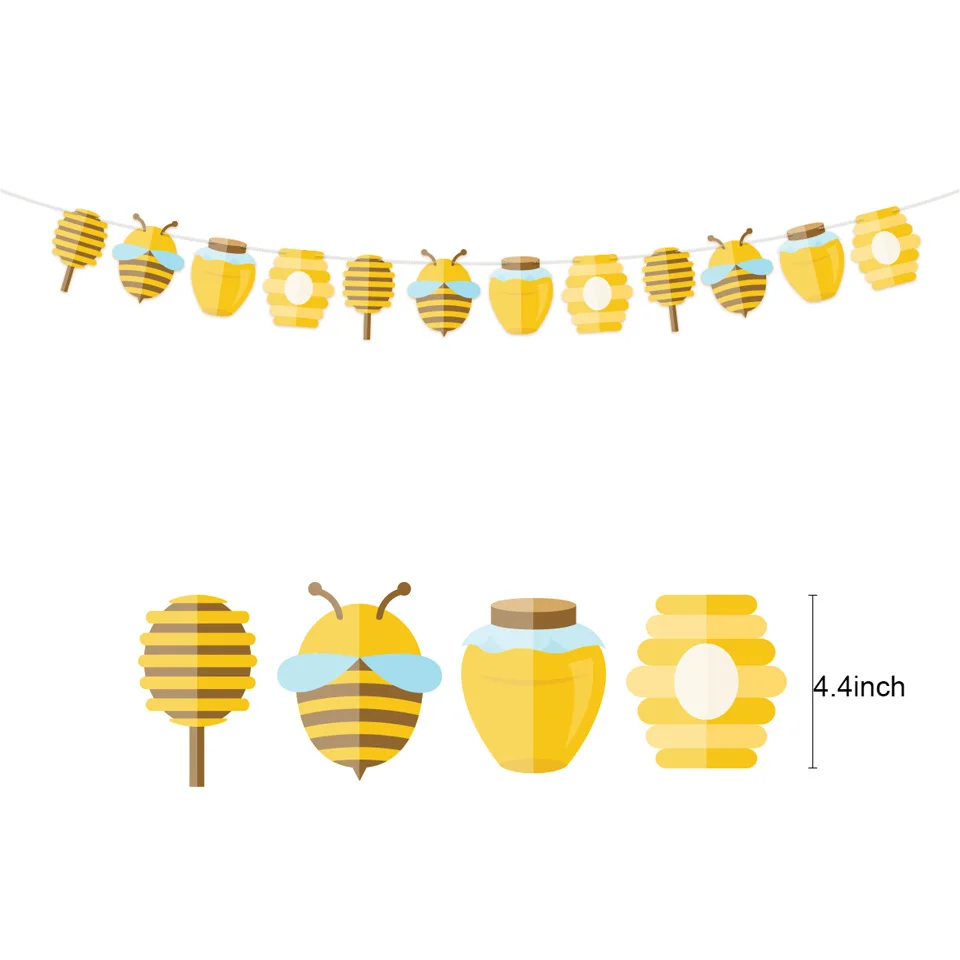 NICROLANDEE 35 шт./компл. милые с принтом в виде медоносной пчелы Baby Shower мама пчелы Бумага баннер гирлянда Фонари Вафельная Ткань вечерние украшения своими руками