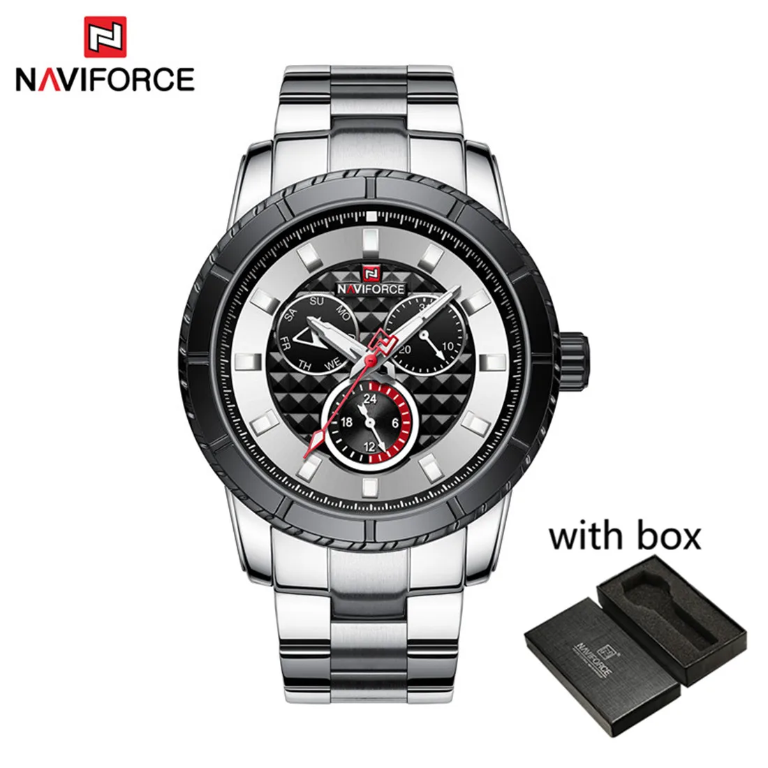 Relogio Masculino NAVIFORCE мужские часы лучший бренд класса люкс спортивные водонепроницаемые военные наручные часы стальной ремешок кварцевые мужские часы 9145 - Цвет: NA914505
