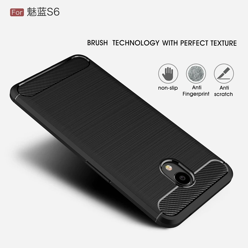 For MEIZU Meilan S6 / MeilanS6 5.7&quot Case Anti-knock Soft TPU Brushed Rugged Rubber Silicone Hybrid Phone Cases Cover |