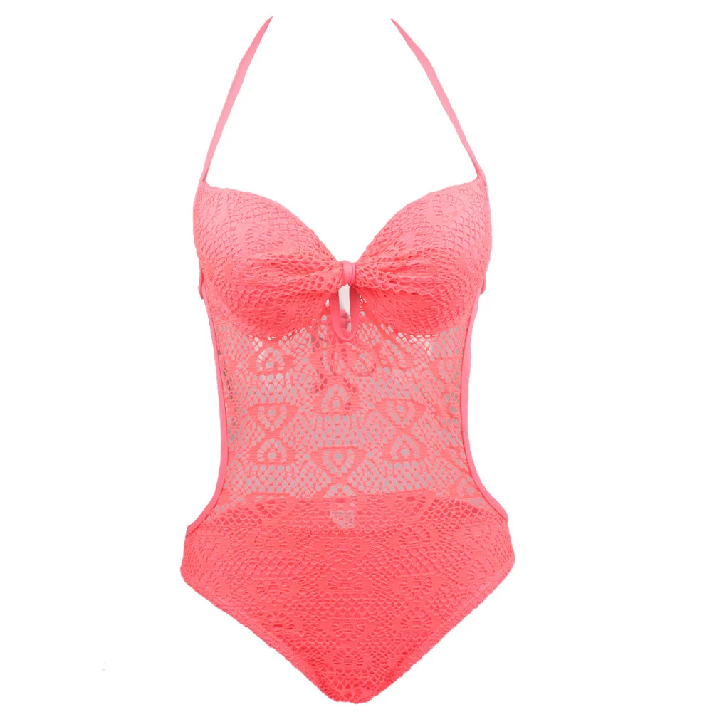 Новинка 2019 женский кружевной купальник сетчатый с пуш-ап Цельный сексуальный