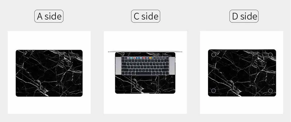 Черная мраморная наклейка для ноутбука наклейка для Apple наклейка для MacBook Pro Air retina 11 12 13 15 дюймов Mac Защитная полная крышка кожи