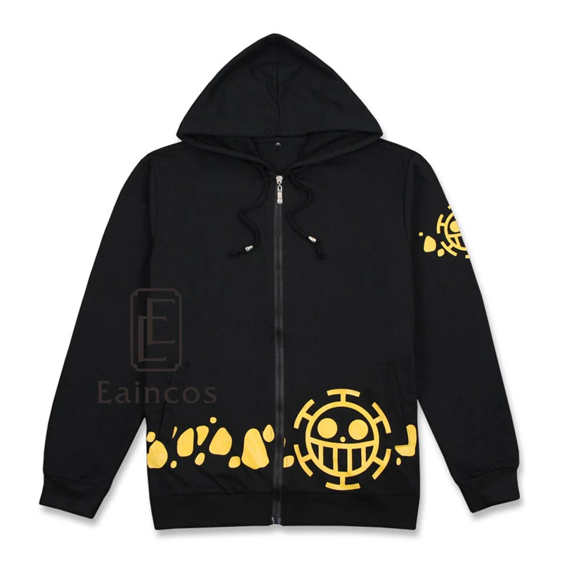 Аниме цельный Трафальгар Ло косплей костюм черная куртка унисекс повседневное