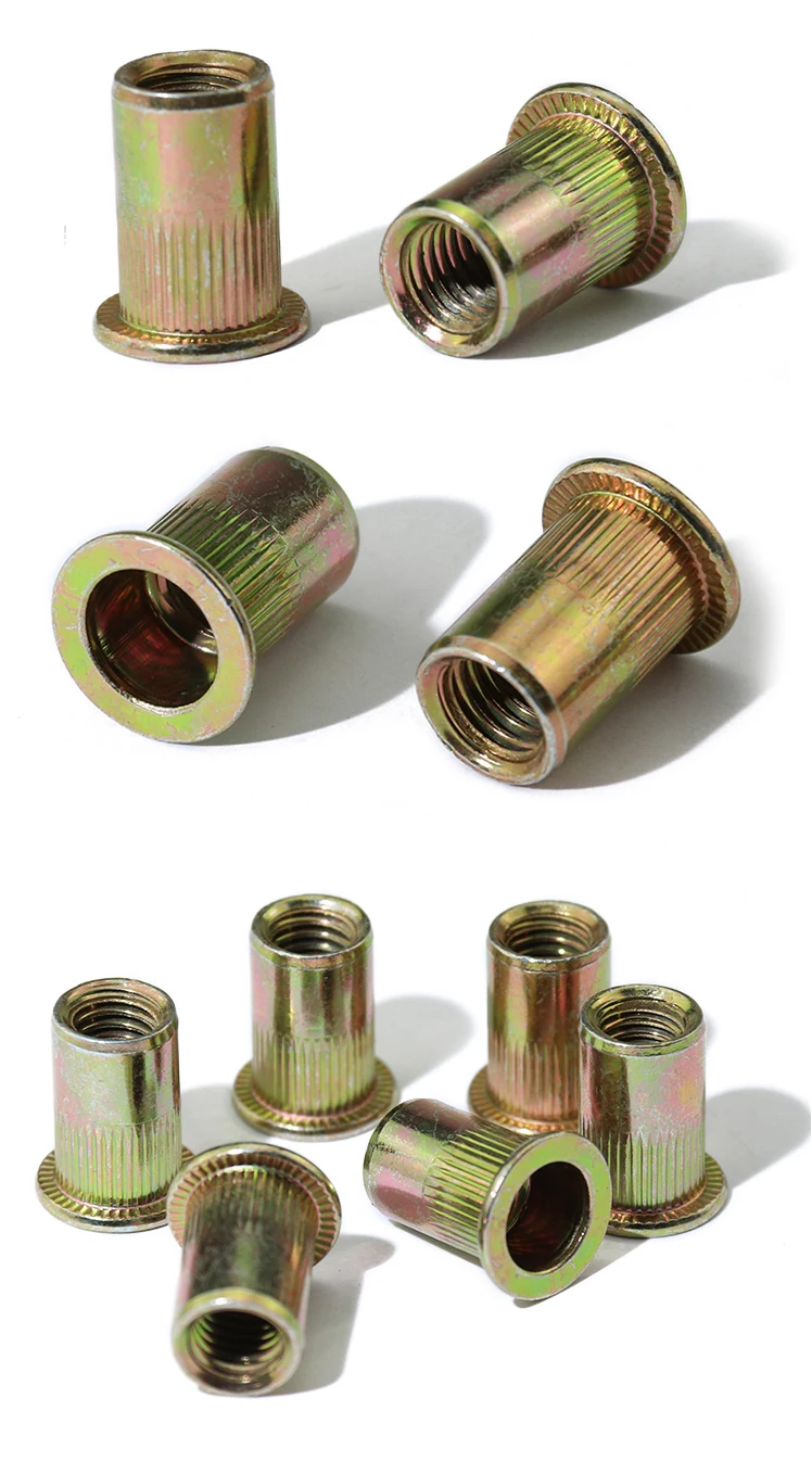 

20pcs 50pcs 100pcs M3 M4 M5 M6 M8 M10 Carbon Steel with Zinc Plate Flat Head Threaded Rivet Insert Insert Cap Rivnut Rivet Nut
