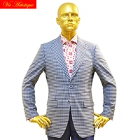 custom tailor made mens bespoke suits business formal wedding ware bespoke 2 piece jacketpants blue plaid wool slim fit