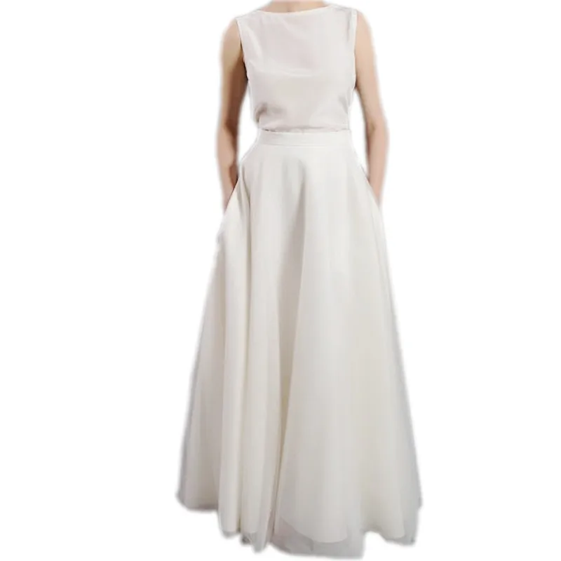 2016 элегантные длинные юбки из Мягкого Тюля с карманами Высококачественная юбка