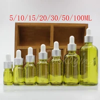 green glass bottle with silver dropper essential oil essence sub bottling empty cosmetic container 15 pclot