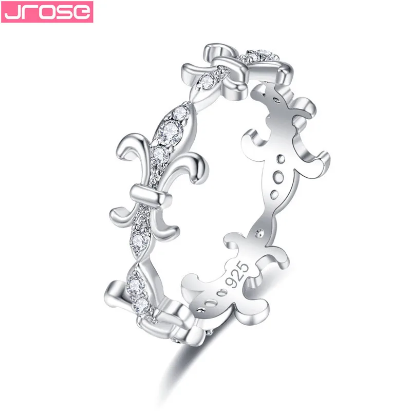 

JROSE Trendy Newest Design Wedding Rings For Women Charms White Cubic Zircon Sterling Silver 925 Jewelry Engagement Party Gifts