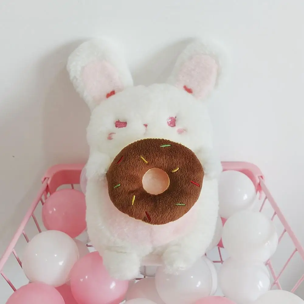 bunny with Donut Застенчивый Кролик Плюшевая Игрушка мягкая Лолита Принцесса объятия чучела кролик с красным сердцем пончик луна подарок для девочки Спящая озорная игрушка животное - Цвет: bunny with Donut