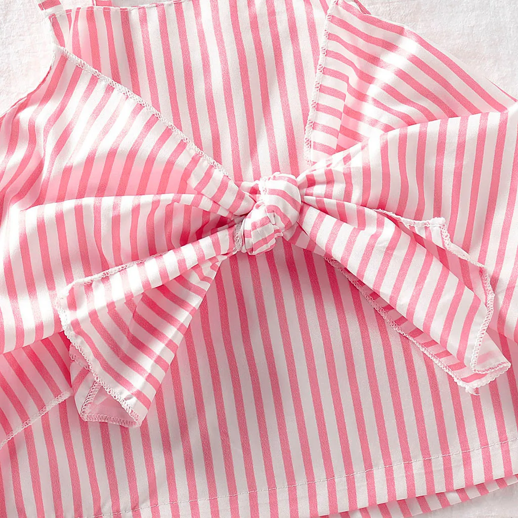 Infant Toddler Kids Baby Girls Clothes Striped Sling Crop Tops Shorts 2PC Outfits Sets 2Piece Suit 6 Months to 5 Years birthday