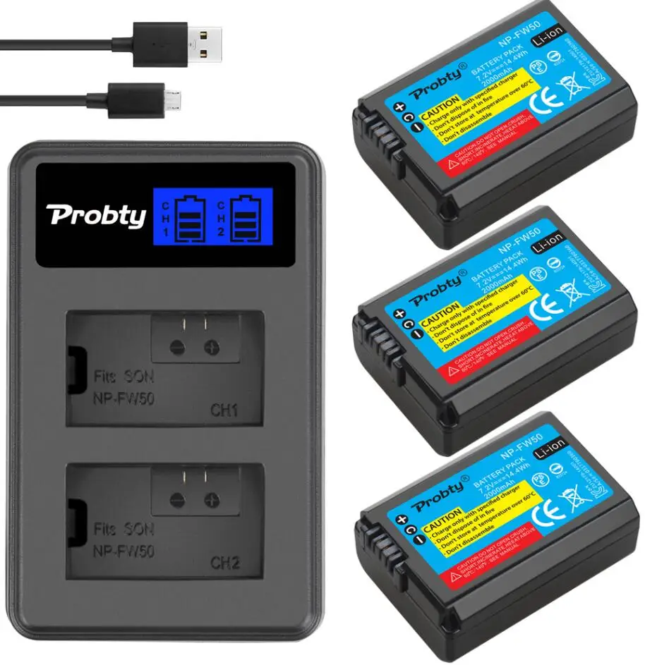 3battery withcharger Для sony NP-FW50 NP FW50 батарея для камеры+ ЖК USB двойное зарядное устройство для sony Alpha a6500 a6300 a6000 a5000 a3000 NEX-3 a7R a7S NEX-7 - Цвет: 3battery withcharger