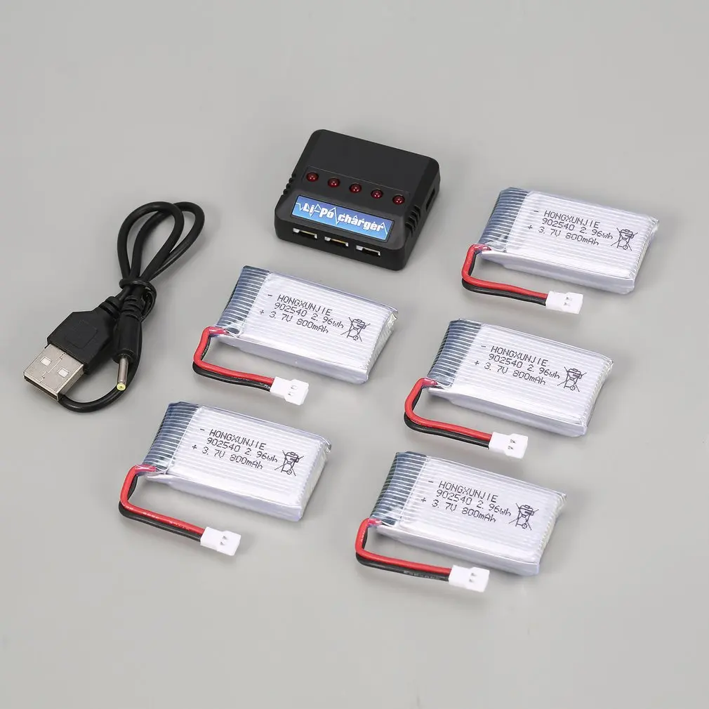 5 шт. 3,7 в 800 мАч батарея+ 5 в 1 USB зарядное устройство для Syma X5 X5C X5SW X5SC MJX X705C SG600 Радиоуправляемый Дрон Квадрокоптер запасная батарея