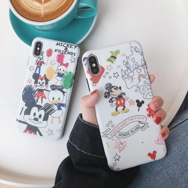 Мультяшный дудлинг Микки и Минни для iPhone Xs XR Max Чехол мобильного телефона 6s 7 8 Plus
