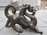 bi00836 chinese royal pure bronze talisman foo dog lion pi xiu dragon kylin statuary