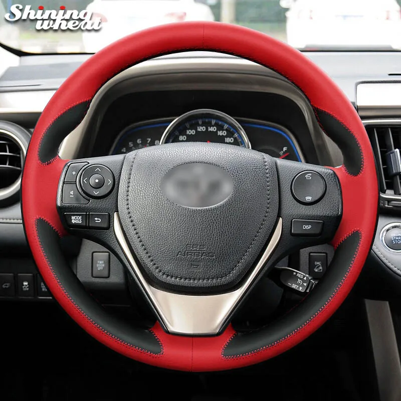 Блестящий чехол на руль из пшеничной кожи для Toyota RAV4 2013- Toyota Corolla- Auris 2013 - Название цвета: Style 1