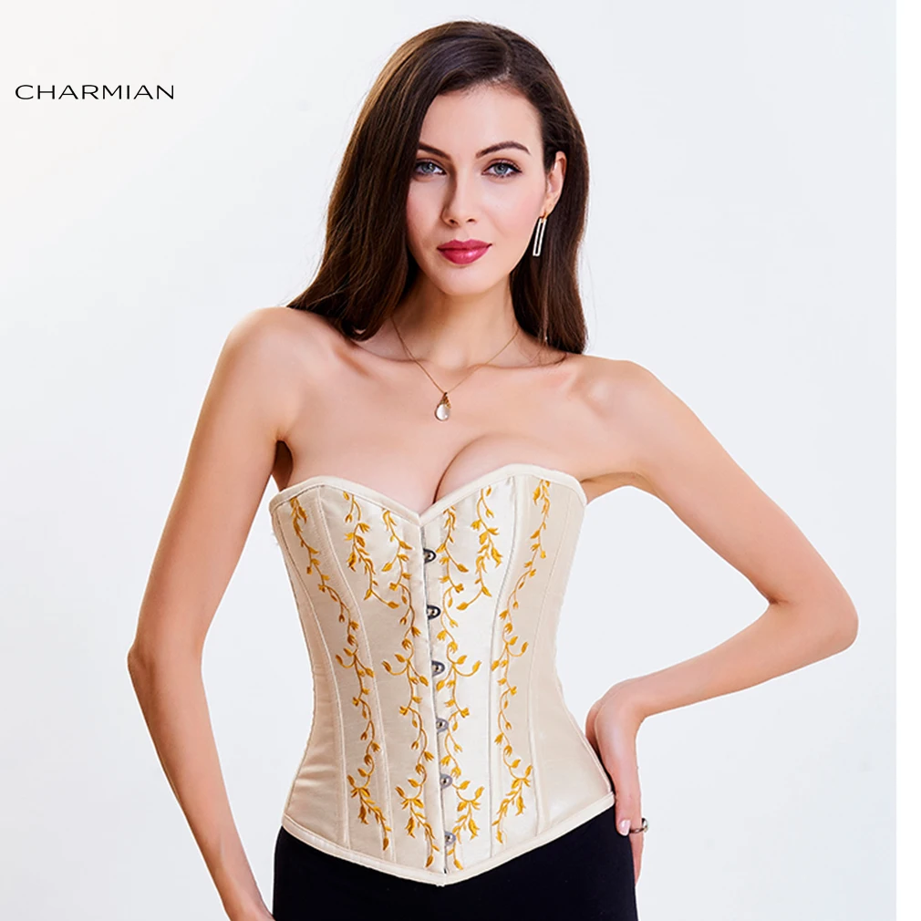 Apricot Charmian женский сексуальный винтажный Готический корсет под грудь топ со спиральными стальными косточками стимпанк Корсеты и бюстье корсеты - Цвет: Apricot