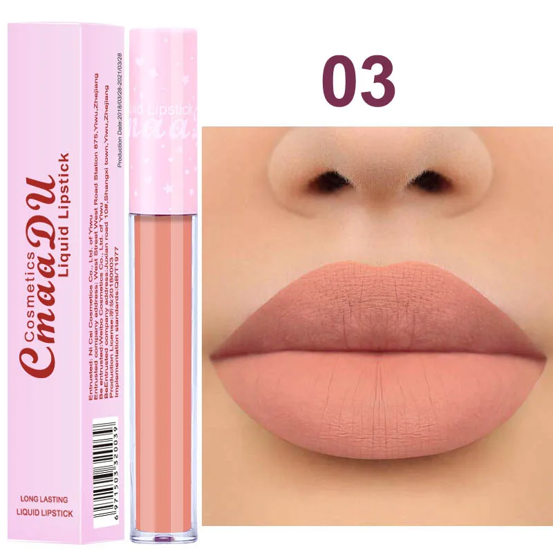 cmaadu Brand Matte Liquid Lip Gloss Makeup Waterproof Lasting Non-stick cup lipstick Red Lips Matt Nude Pink Lipgloss | Красота и