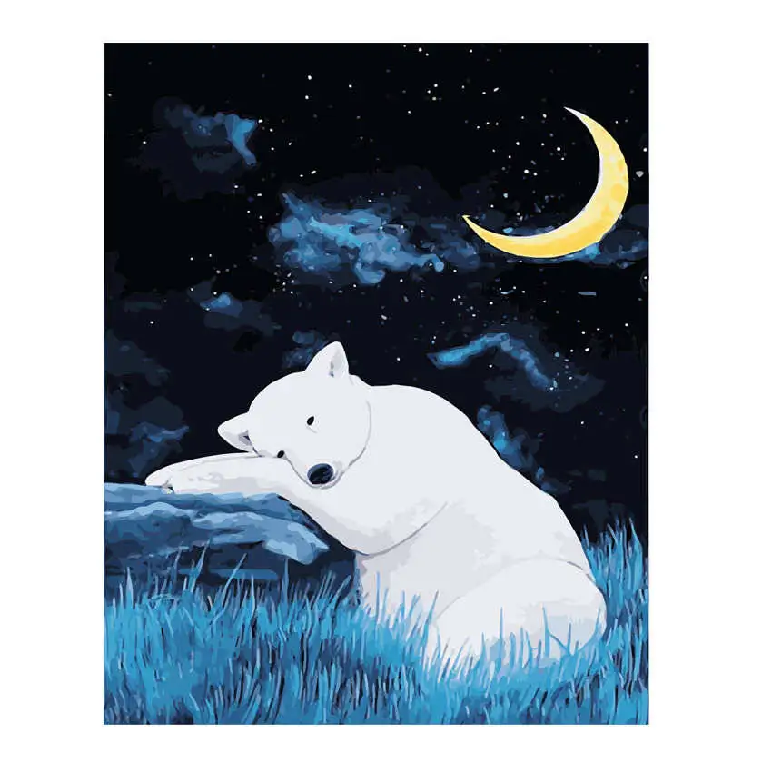 RIHE Wolf масляная краска по номерам Diy картина Рисование окраска на холсте краска ручная настенная краска по номерам животное - Цвет: bear painting 8