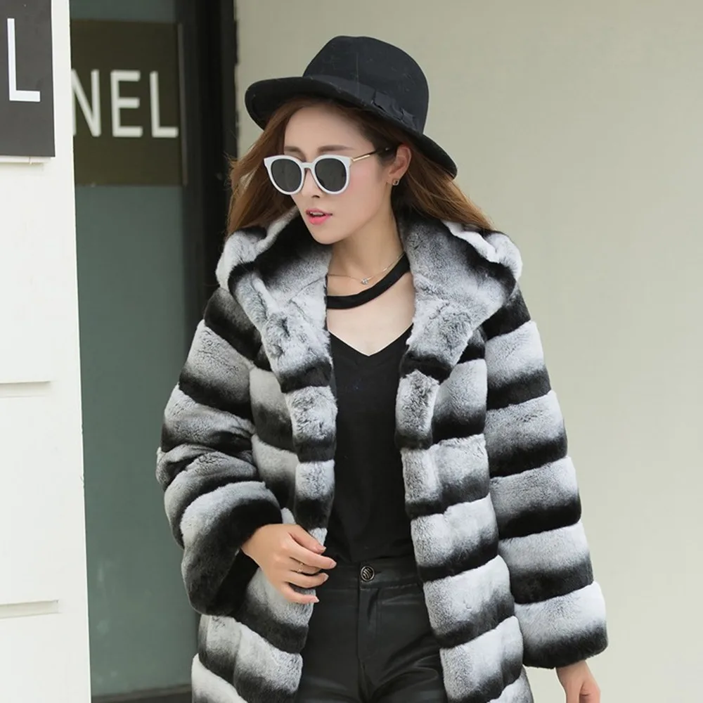 Реальная женская зимняя куртка в шиншилле lexus шуба из кролика Рекс новая длинная