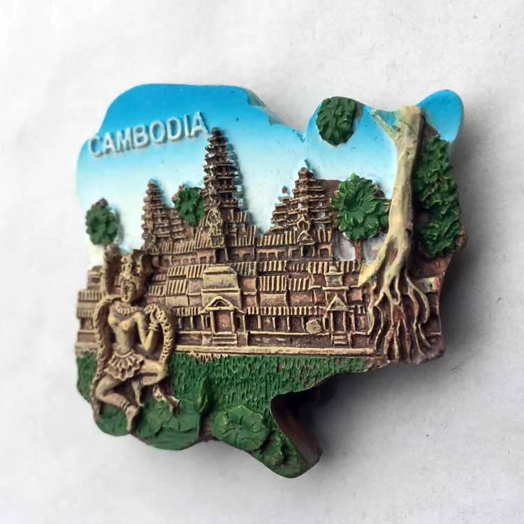 Cambodia Angkor Wat three-dimensional scenery tourist souvenirs magnetic stickers refrigerator | Дом и сад