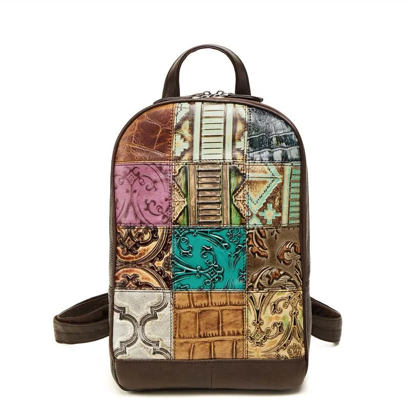 AETOO New retro European and American embossed leather bag first layer cowhide shoulder female backpack | Багаж и сумки