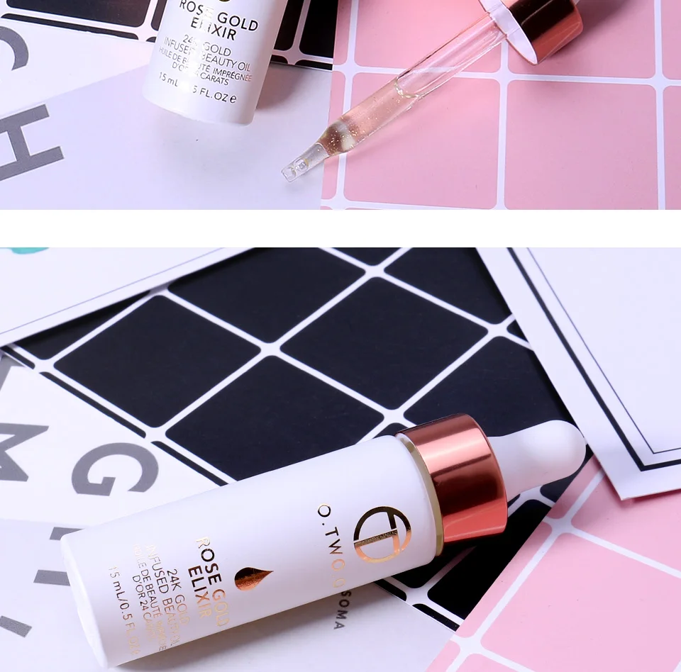 O. TWO. O 24k розовое золото, эликсир, масло для макияжа кожи, эфирное масло для лица, перед праймером, косметика/основа Увлажняющая, масло для лица, омолаживающее
