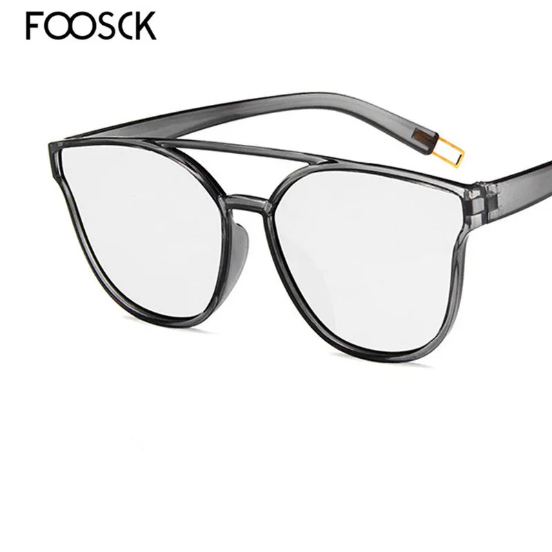 

FOOSCK Top Fashion New Brand Designer Trends Flat Black Pilot Sunglasses Mirror Metal Glasses Women Men Shades Eyewear