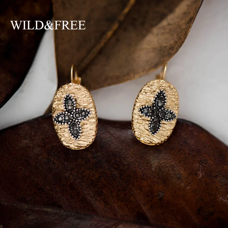Wild & Free старинных золотых геометрический листья серьги на крючках с открытым