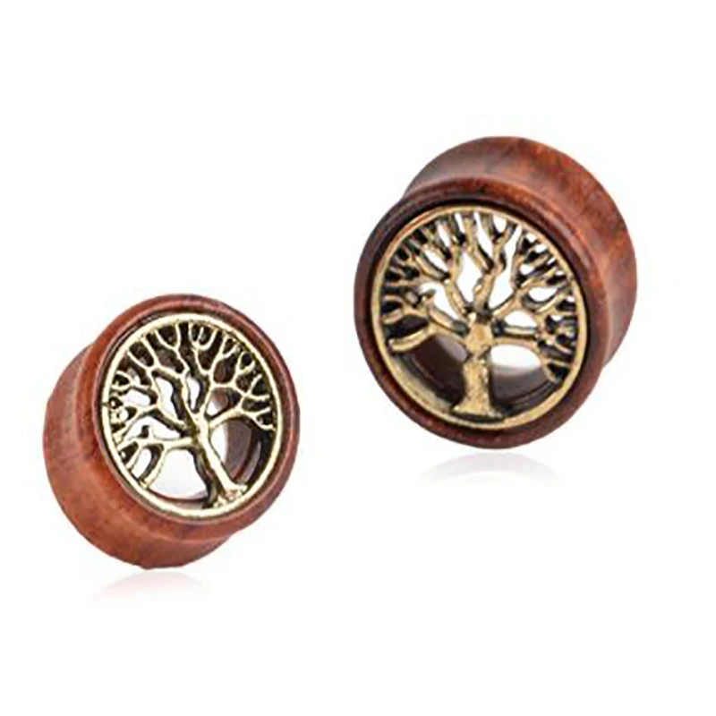 style 12 Junloupy 1 пара деревянные ушные измерители Tunnlel растягивающиеся наборы деревянные серьги пробки полые пирсинг расширители мужские телесные туннели - Окраска металла: style 12