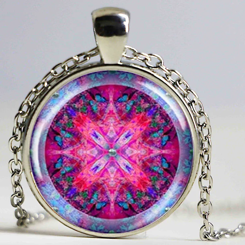 Ожерелье с подвеской в виде зеленого цветка ожерелья цветком жизни ожерелье