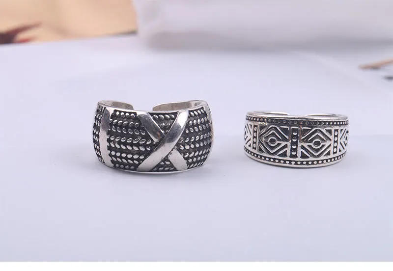 Bijoux модное Настоящее 925 пробы Серебряное геометрическое кольцо для женщин Boho регулируемое S925 античное кольцо Anillos joyas de plata