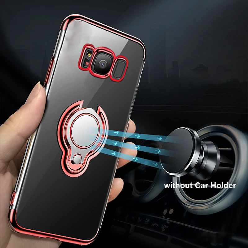 Elecplating Soft Case for Samsung Galaxy Note 10 5G 9 S10 S9 S8 Plus J6 J4 J3 2018 J5 Prime A6 Invisible Finger Ring Cover |