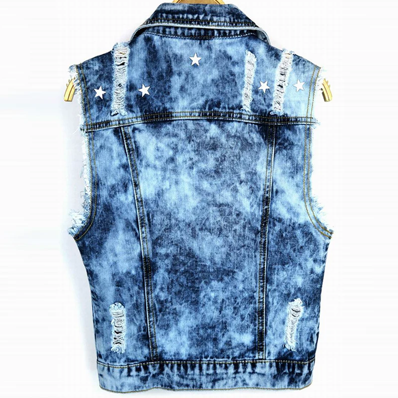 2021 Весна Женская безрукавный джинсовый жилет Повседневный тонкий синий Короткие