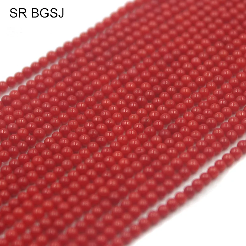 Бесплатная доставка 2 мм круглые красные морские бамбуковые коралловые Камни