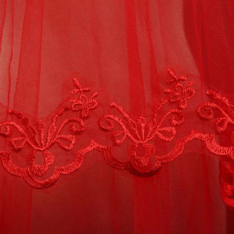 Мода Красный Мягкий Тюль Кружева Свадебные Вуали Удобные Высококачественные