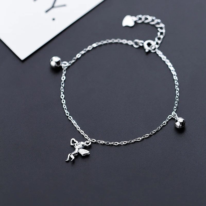 INZATT Real 925 Sterling Silver Angel Bracelet For Charming Women Party Cute Fine Jewelry Bead Accessories Gift | Украшения и