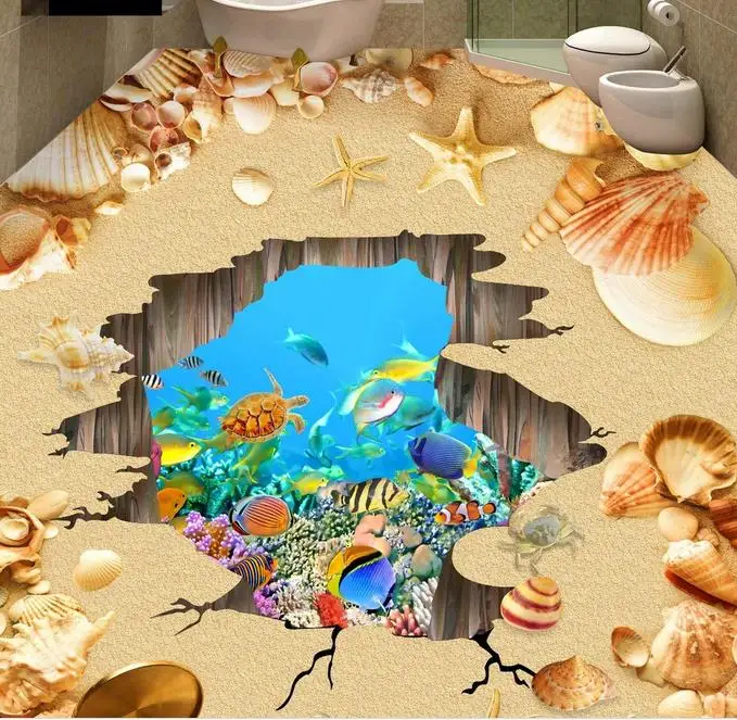 Обои для гостиной 3d напольная плитка под заказ подводный мир водонепроницаемые