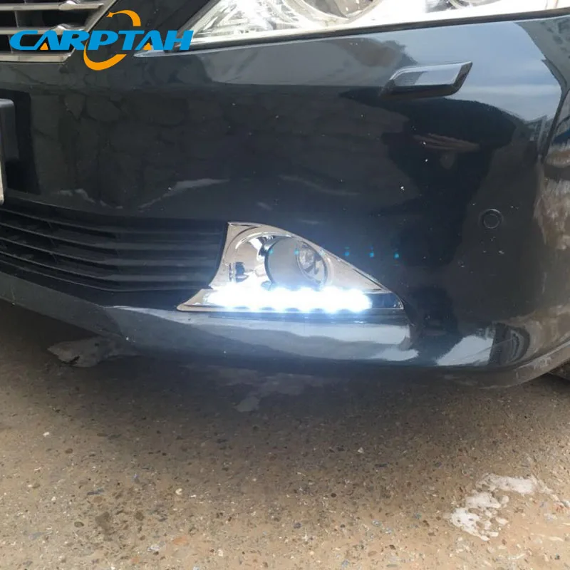 Светодиодный фонарь дневного света для Toyota Camry 2012 2013 водонепроницаемый 12 В противотуманная фара декоративный элемент для бампера дальнего света светодиодный DRL