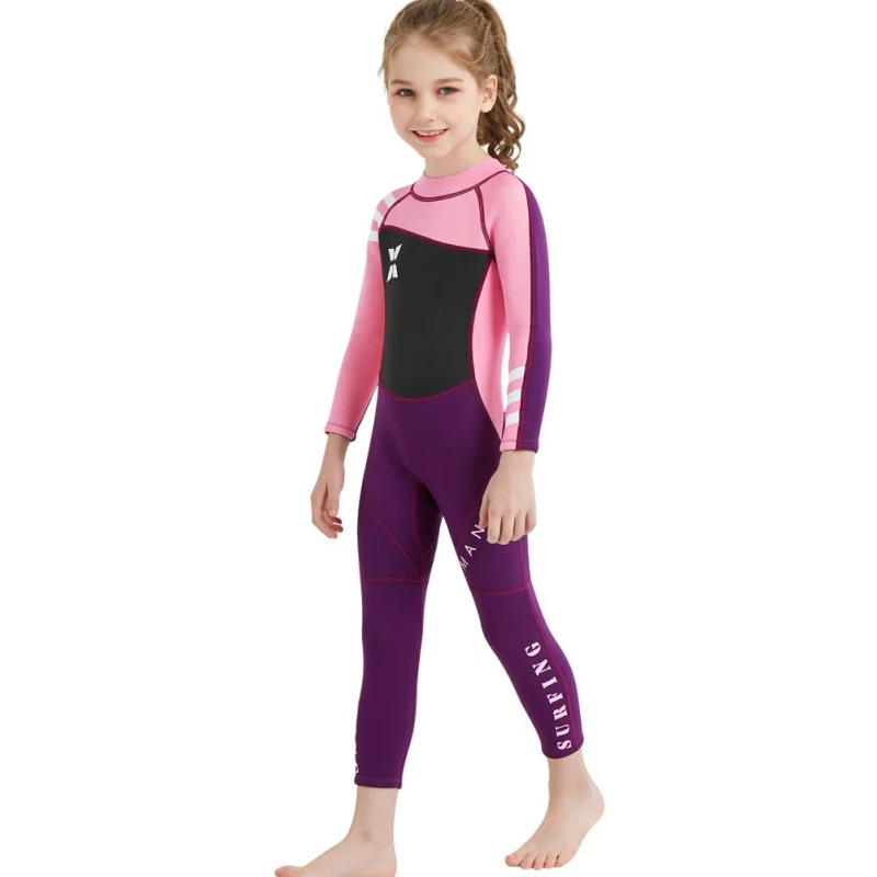 

New Kids Diving Suit Baby Kids Girls One Piece Rash Guards Long Sleeve Wetsuit Swimsuit UV protection Swimwear