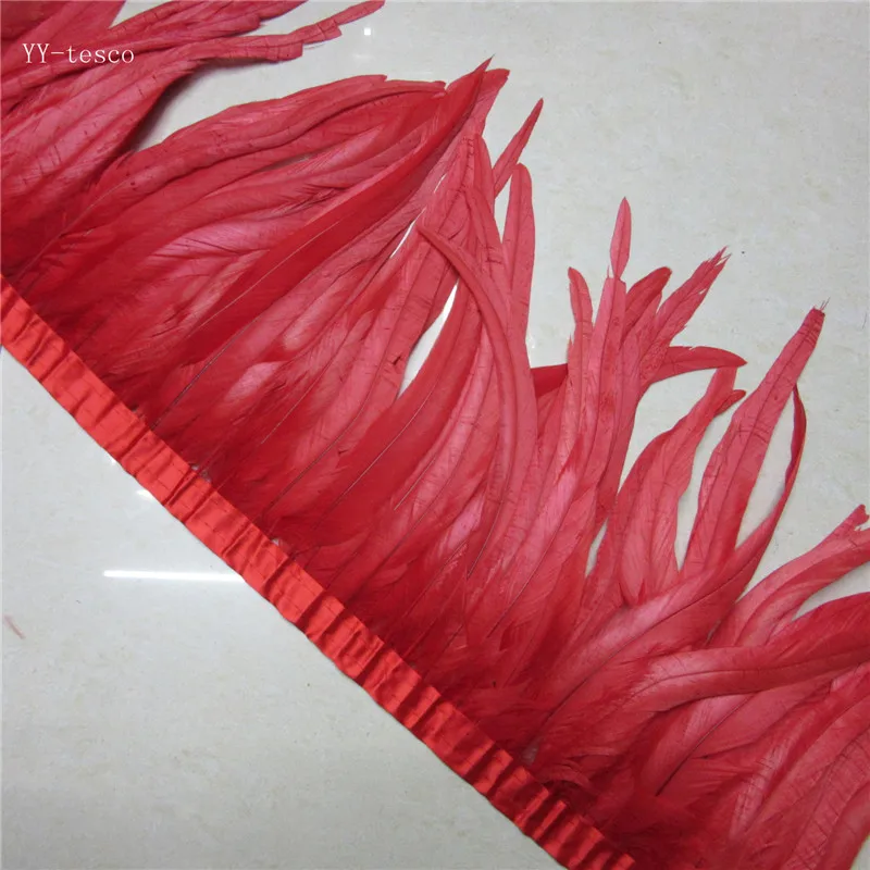 10 yards yellow Rooster Feathers Trim 35-40cm Chicken Feather Ribbon For Wedding Party Decoration DIY Clothes Accessories | Дом и сад