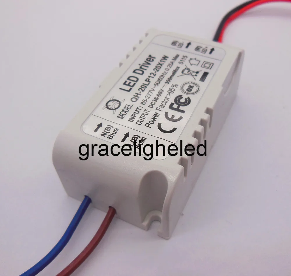 2 шт изоляция 20 Вт AC85-277V светодиодный драйвер 12-20x1W 300mA DC36-68V Светодиодный источник питания постоянный ток потолочный светильник
