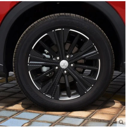 carbon fiber 4 шт./компл. углеродного волокна с защитой от царапин защитная пленка для центрального движения колеса обода стайлинга автомобилей Стикеры наклейка для Mitsubishi Eclipse Cross - Название цвета: carbon fiber