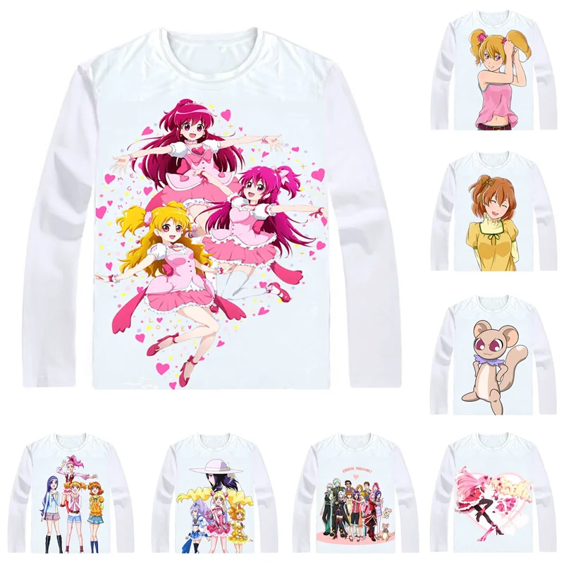 Футболки с длинным рукавом Fresh Pretty Cure рубашки рисунком аниме блестками для